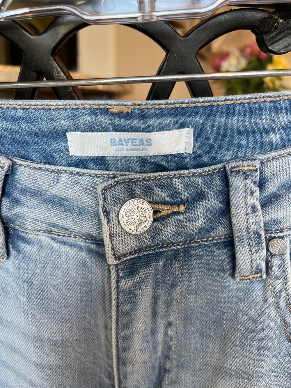 BAYEAS Light Blue Embroidered Wide-Leg Jeans - Picture 6 of 12